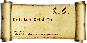 Kriston Orbán névjegykártya